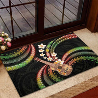 Hawaiian Ukulele Rubber Doormat Jawaiian Fantastic Plumeria