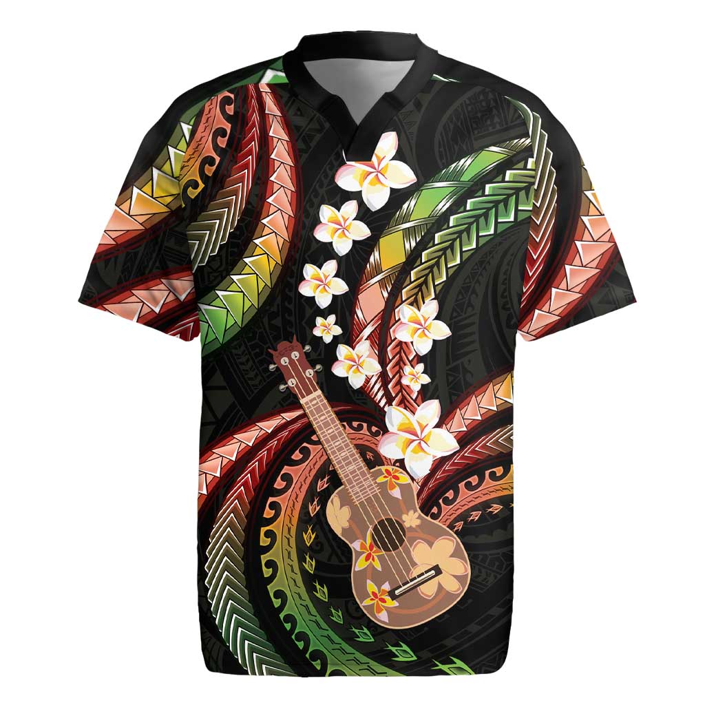 Hawaiian Ukulele Rugby Jersey Jawaiian Fantastic Plumeria