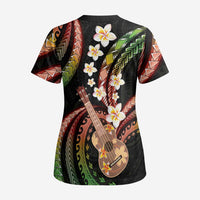 Hawaiian Ukulele Scrub Top Jawaiian Fantastic Plumeria - Polynesian Pride