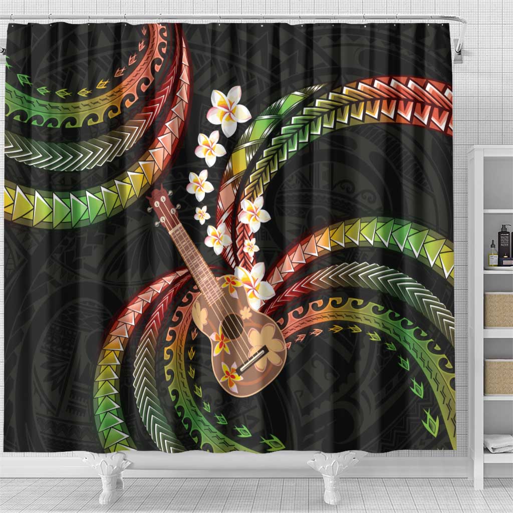Hawaiian Ukulele Shower Curtain Jawaiian Fantastic Plumeria