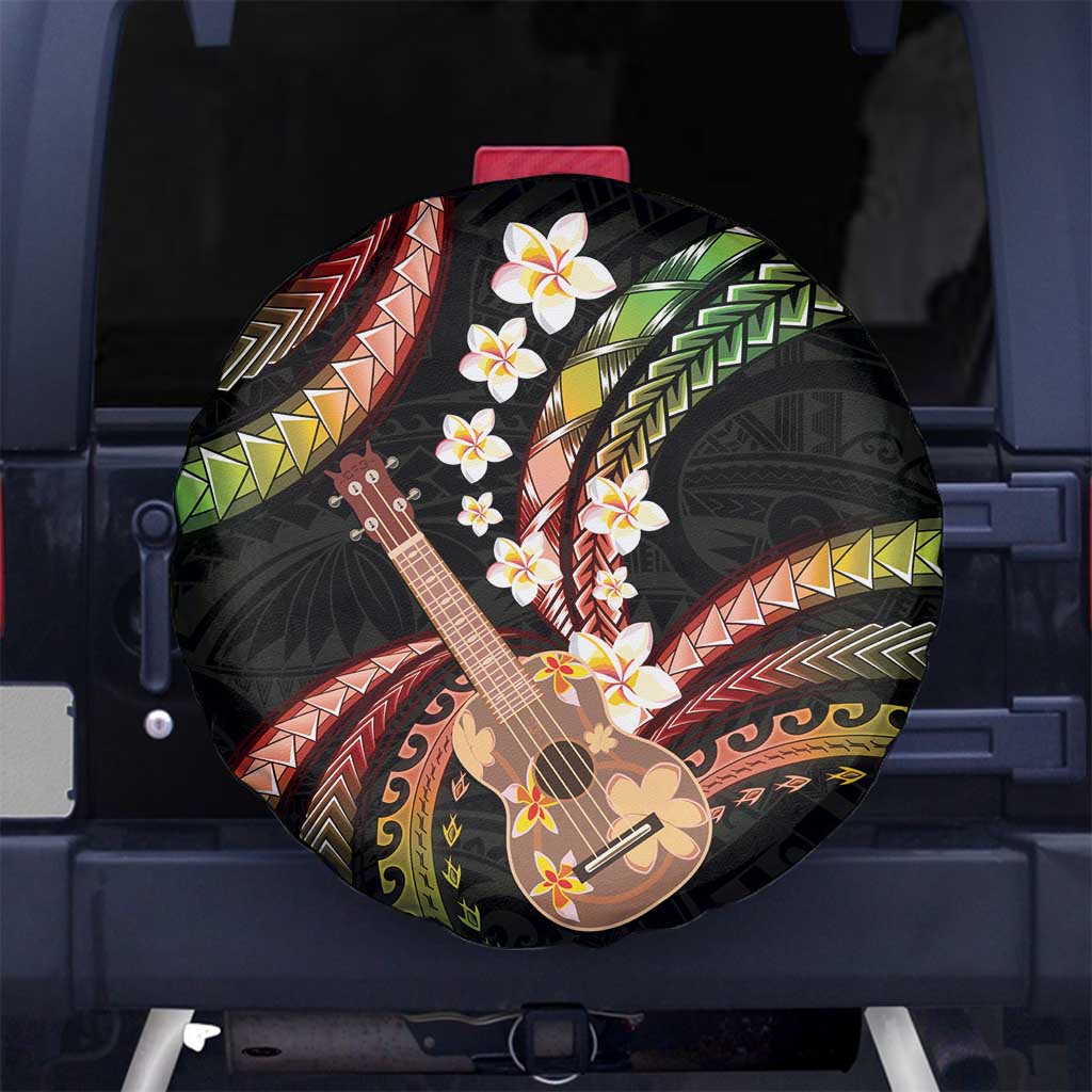 Hawaiian Ukulele Spare Tire Cover Jawaiian Fantastic Plumeria