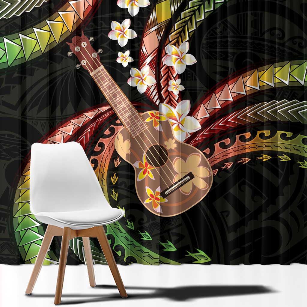 Hawaiian Ukulele Window Curtain Jawaiian Fantastic Plumeria