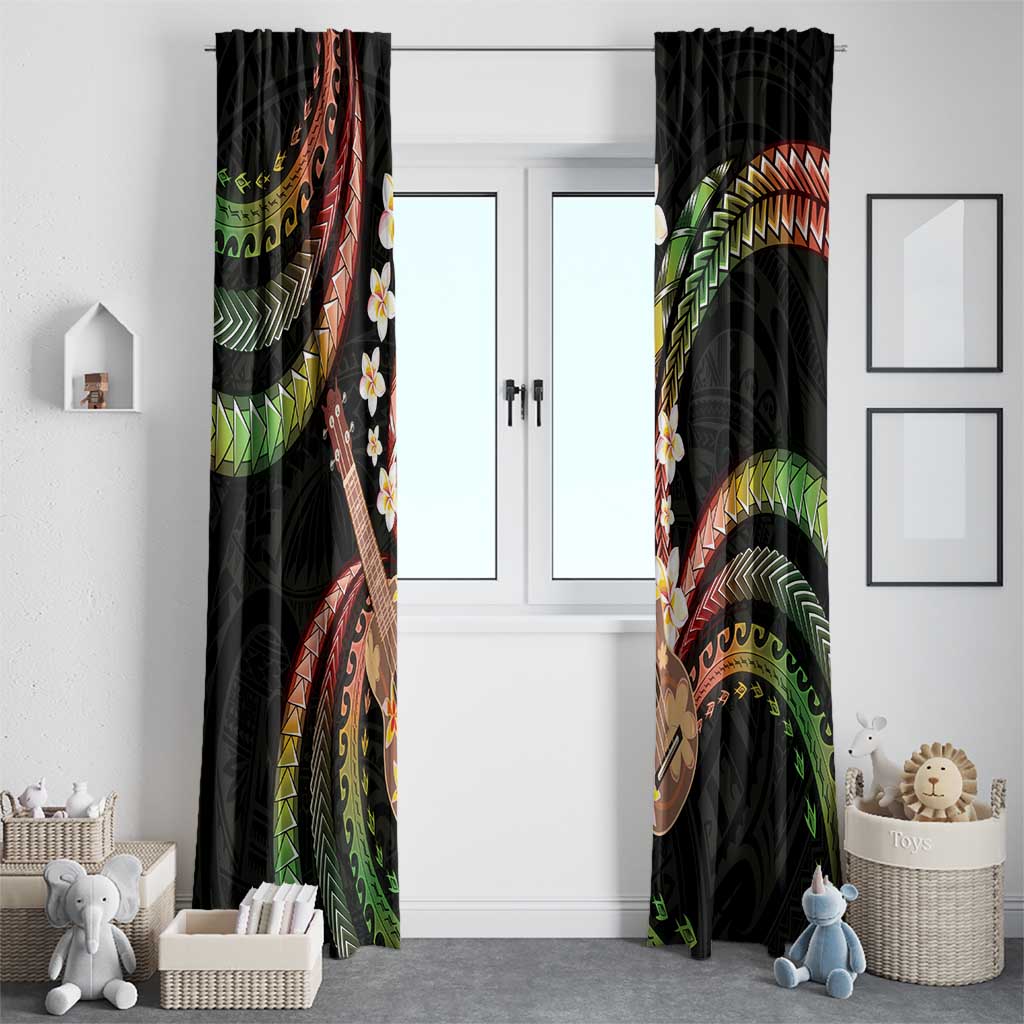 Hawaiian Ukulele Window Curtain Jawaiian Fantastic Plumeria