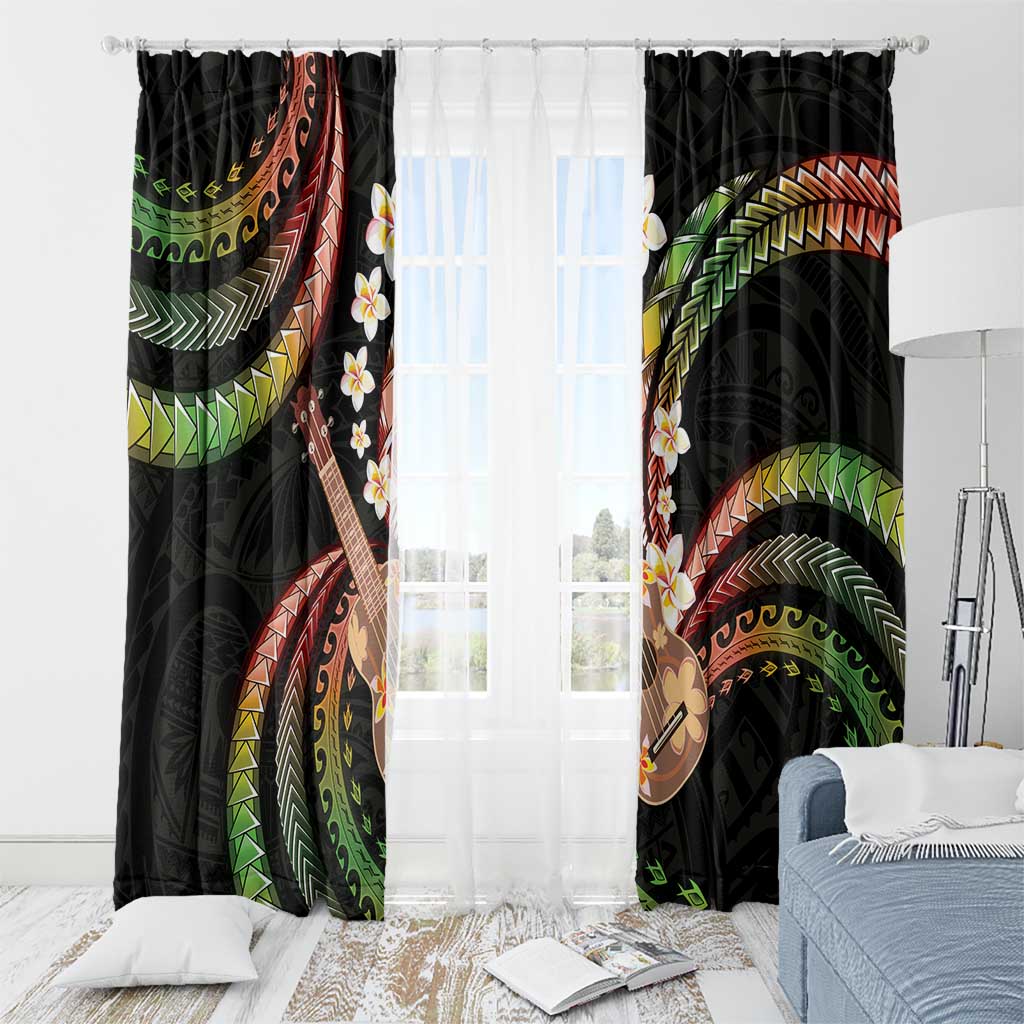 Hawaiian Ukulele Window Curtain Jawaiian Fantastic Plumeria