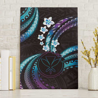 Hawaii Map Kanaka Maoli Canvas Wall Art Fantastic Frangipani Amethyst Gradient
