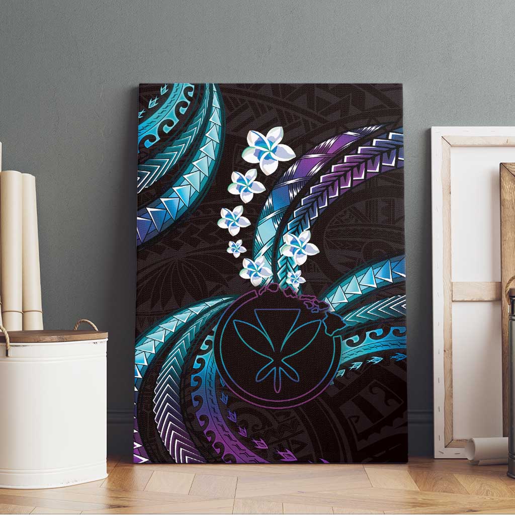 Hawaii Map Kanaka Maoli Canvas Wall Art Fantastic Frangipani Amethyst Gradient
