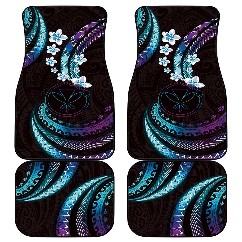 Hawaii Map Kanaka Maoli Car Mats Fantastic Frangipani Amethyst Gradient