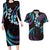 Hawaii Map Kanaka Maoli Couples Matching Long Sleeve Bodycon Dress and Hawaiian Shirt Fantastic Frangipani Amethyst Gradient
