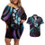 Hawaii Map Kanaka Maoli Couples Matching Off Shoulder Short Dress and Hawaiian Shirt Fantastic Frangipani Amethyst Gradient