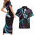 Hawaii Map Kanaka Maoli Couples Matching Short Sleeve Bodycon Dress and Hawaiian Shirt Fantastic Frangipani Amethyst Gradient