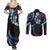 Hawaii Map Kanaka Maoli Couples Matching Summer Maxi Dress and Long Sleeve Button Shirt Fantastic Frangipani Amethyst Gradient