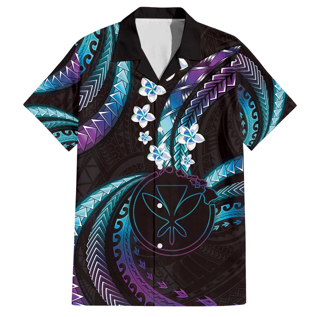 Hawaii Map Kanaka Maoli Family Matching Long Sleeve Bodycon Dress and Hawaiian Shirt Fantastic Frangipani Amethyst Gradient
