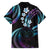 Hawaii Map Kanaka Maoli Family Matching Puletasi and Hawaiian Shirt Fantastic Frangipani Amethyst Gradient
