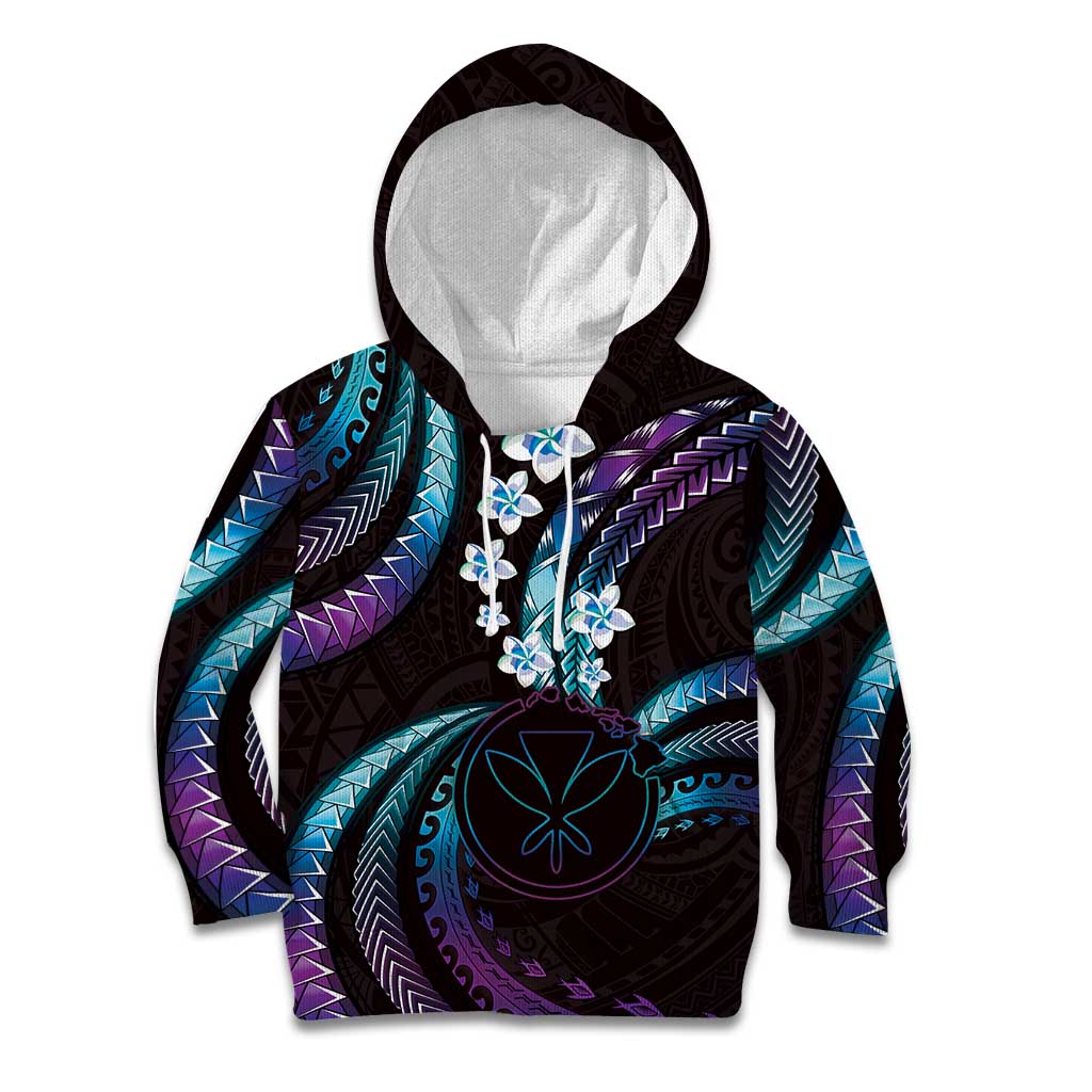 Hawaii Map Kanaka Maoli Kid Hoodie Fantastic Frangipani Amethyst Gradient