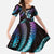 Hawaii Map Kanaka Maoli Kid Short Sleeve Dress Fantastic Frangipani Amethyst Gradient