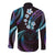 Hawaii Map Kanaka Maoli Long Sleeve Button Shirt Fantastic Frangipani Amethyst Gradient