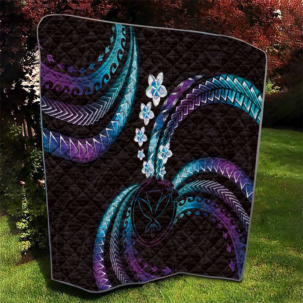 Hawaii Map Kanaka Maoli Quilt Fantastic Frangipani Amethyst Gradient