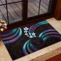 Hawaii Map Kanaka Maoli Rubber Doormat Fantastic Frangipani Amethyst Gradient