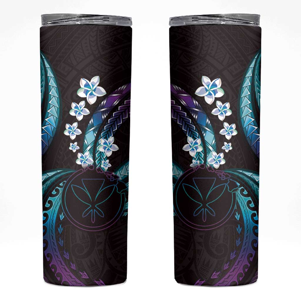 Hawaii Map Kanaka Maoli Skinny Tumbler Fantastic Frangipani Amethyst Gradient