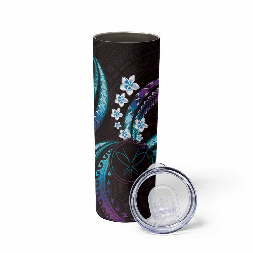 Hawaii Map Kanaka Maoli Skinny Tumbler Fantastic Frangipani Amethyst Gradient