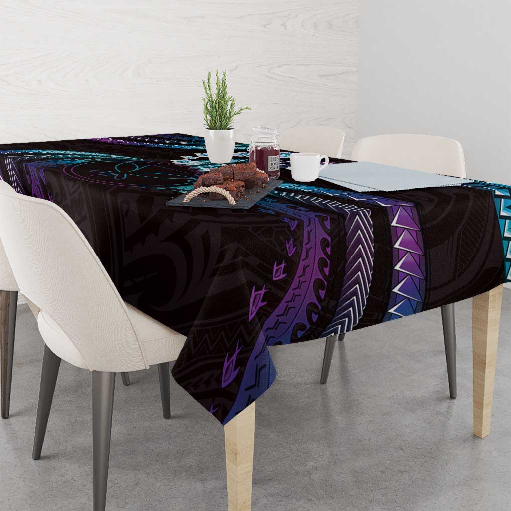 Hawaii Map Kanaka Maoli Tablecloth Fantastic Frangipani Amethyst Gradient