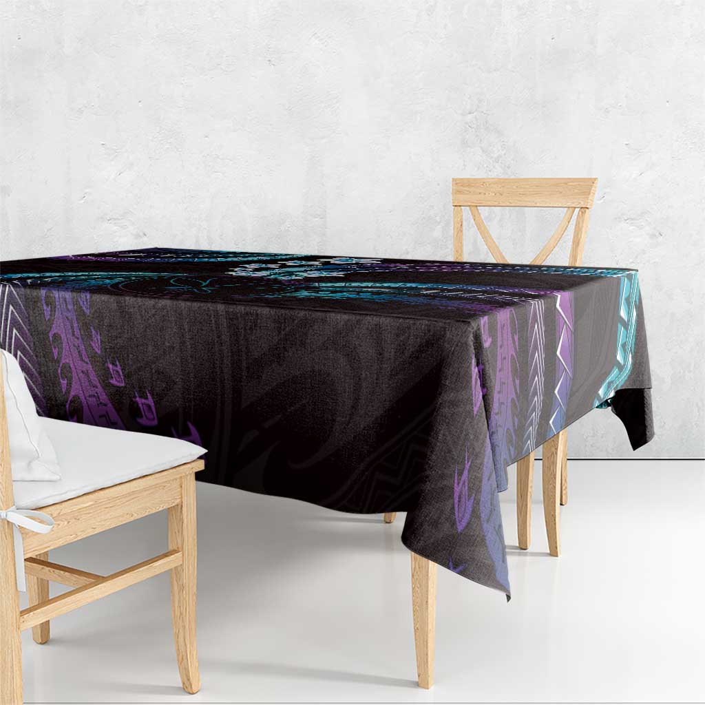 Hawaii Map Kanaka Maoli Tablecloth Fantastic Frangipani Amethyst Gradient