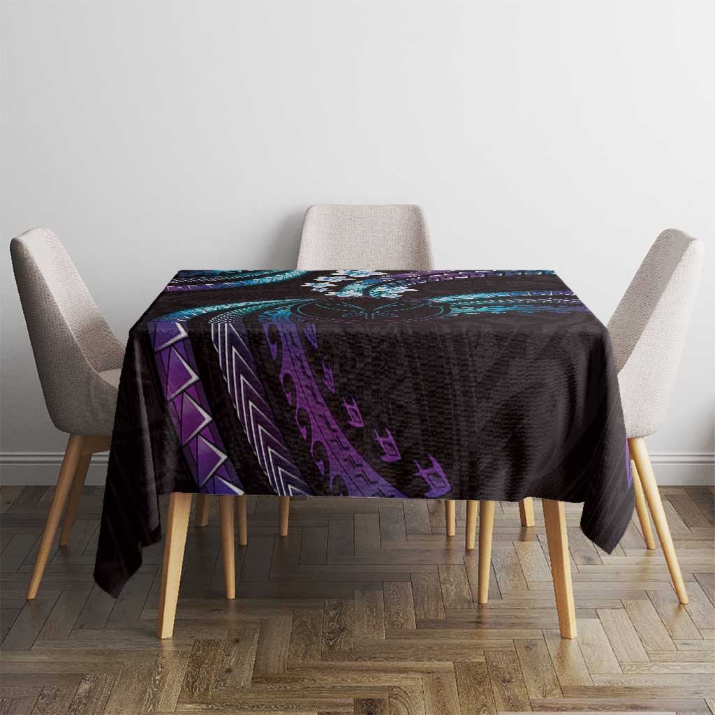 Hawaii Map Kanaka Maoli Tablecloth Fantastic Frangipani Amethyst Gradient