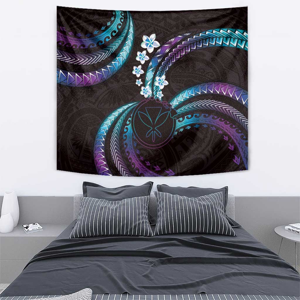 Hawaii Map Kanaka Maoli Tapestry Fantastic Frangipani Amethyst Gradient