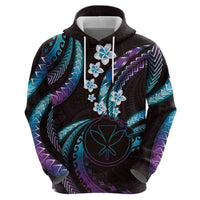 Hawaii Map Kanaka Maoli Zip Hoodie Fantastic Frangipani Amethyst Gradient
