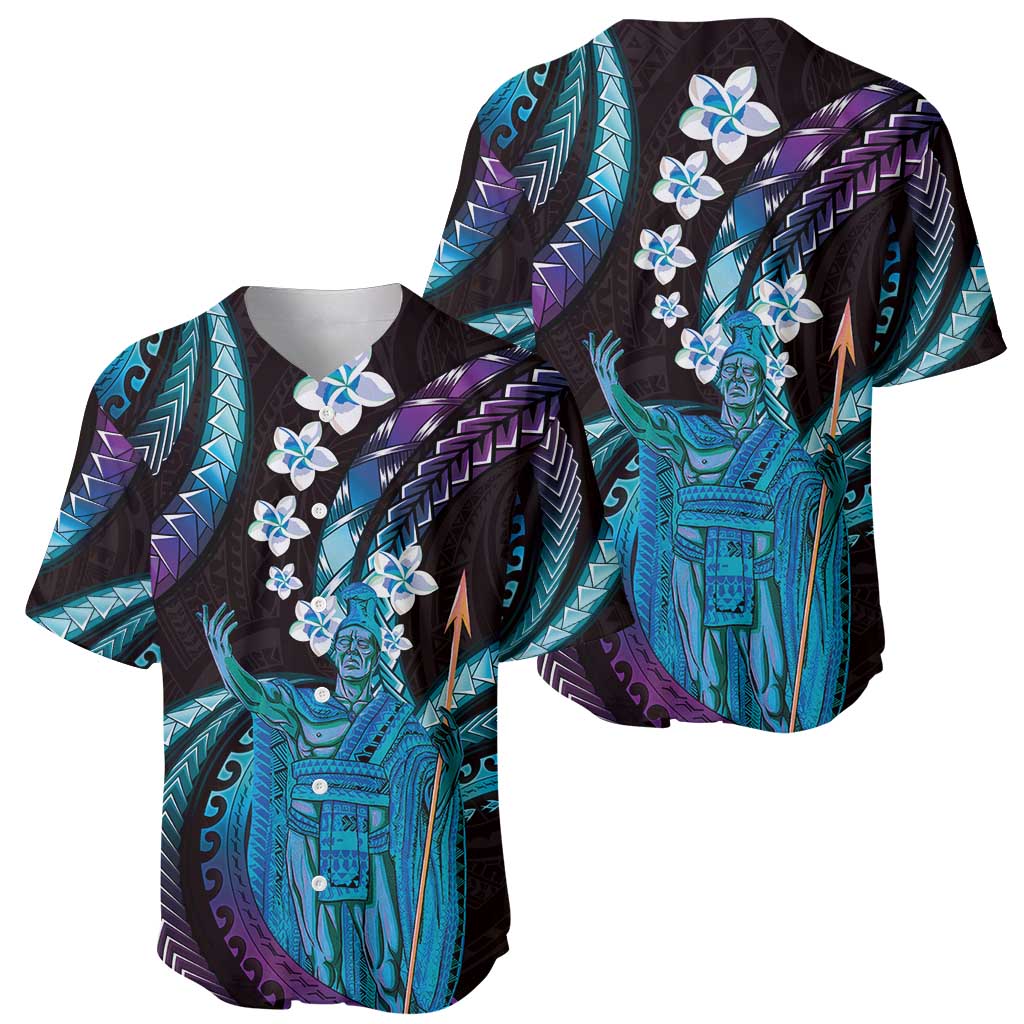 Hawaii King Kamehameha Baseball Jersey Fantastic Plumeria Amethyst Gradient