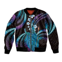 Hawaii King Kamehameha Bomber Jacket Fantastic Plumeria Amethyst Gradient