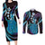 Hawaii King Kamehameha Couples Matching Long Sleeve Bodycon Dress and Long Sleeve Button Shirt Fantastic Plumeria Amethyst Gradient