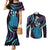 Hawaii King Kamehameha Couples Matching Mermaid Dress and Long Sleeve Button Shirt Fantastic Plumeria Amethyst Gradient