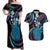 Hawaii King Kamehameha Couples Matching Off Shoulder Maxi Dress and Hawaiian Shirt Fantastic Plumeria Amethyst Gradient