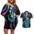 Hawaii King Kamehameha Couples Matching Off Shoulder Short Dress and Hawaiian Shirt Fantastic Plumeria Amethyst Gradient