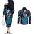 Hawaii King Kamehameha Couples Matching Off The Shoulder Long Sleeve Dress and Long Sleeve Button Shirt Fantastic Plumeria Amethyst Gradient