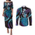 Hawaii King Kamehameha Couples Matching Puletasi and Long Sleeve Button Shirt Fantastic Plumeria Amethyst Gradient
