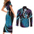 Hawaii King Kamehameha Couples Matching Short Sleeve Bodycon Dress and Long Sleeve Button Shirt Fantastic Plumeria Amethyst Gradient