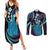 Hawaii King Kamehameha Couples Matching Summer Maxi Dress and Long Sleeve Button Shirt Fantastic Plumeria Amethyst Gradient