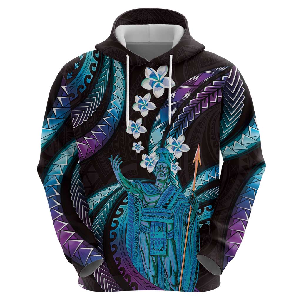 Hawaii King Kamehameha Hoodie Fantastic Plumeria Amethyst Gradient