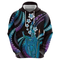 Hawaii King Kamehameha Hoodie Fantastic Plumeria Amethyst Gradient
