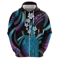 Hawaii King Kamehameha Hoodie Fantastic Plumeria Amethyst Gradient