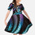 Hawaii King Kamehameha Kid Short Sleeve Dress Fantastic Plumeria Amethyst Gradient