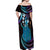 Hawaii King Kamehameha Off Shoulder Maxi Dress Fantastic Plumeria Amethyst Gradient