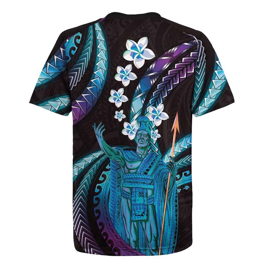 Hawaii King Kamehameha Rugby Jersey Fantastic Plumeria Amethyst Gradient