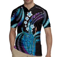 Hawaii King Kamehameha Rugby Jersey Fantastic Plumeria Amethyst Gradient