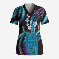 Hawaii King Kamehameha Scrub Top Fantastic Plumeria Amethyst Gradient - Polynesian Pride