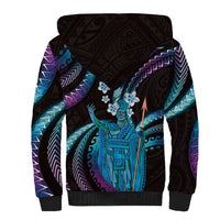 Hawaii King Kamehameha Sherpa Hoodie Fantastic Plumeria Amethyst Gradient