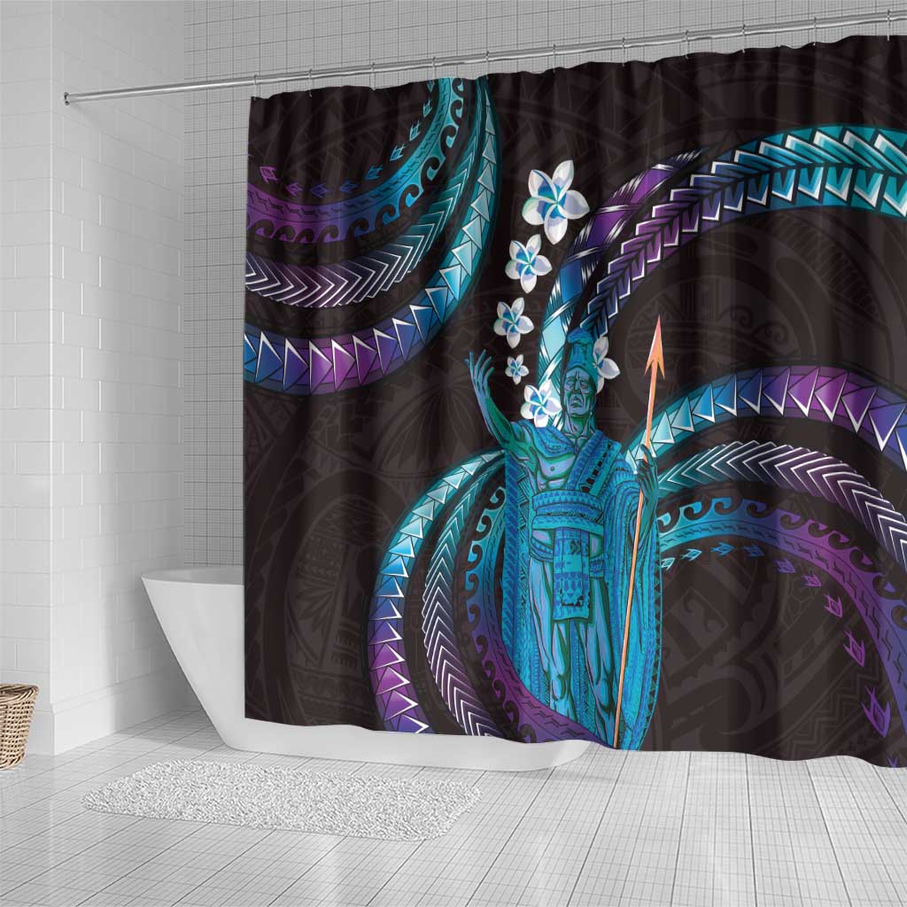 Hawaii King Kamehameha Shower Curtain Fantastic Plumeria Amethyst Gradient