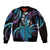 Hawaii King Kamehameha Sleeve Zip Bomber Jacket Fantastic Plumeria Amethyst Gradient